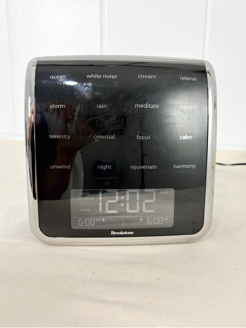 Brookstone Black and Silver Sound Machine Alarm Clock